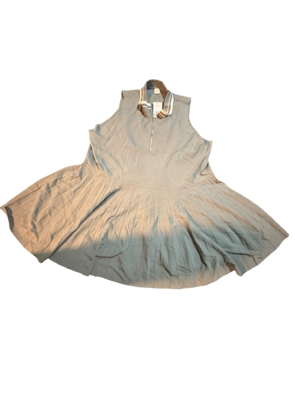 a new day Light Taupe Sleeveless Pleated Polo Dress with Zip